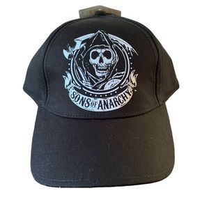 Sons of Anarchy Hat SAMCRO Fitted Black & White Bikercore Reaper Casual Y2K